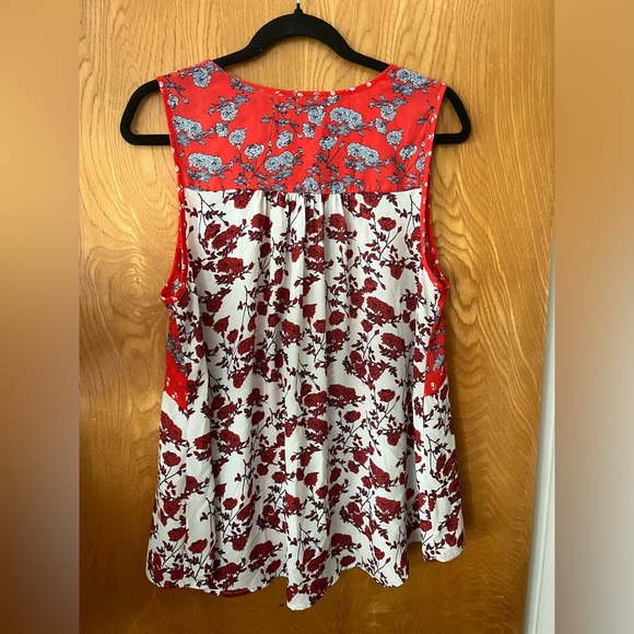 DR2 color blocked floral print sleeveless blouse L - Picture 5 of 5